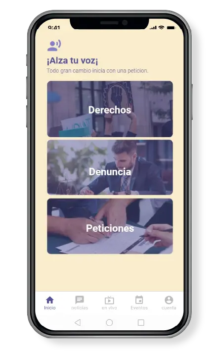 puede ser una imagen de un celular que dice alza tu voz