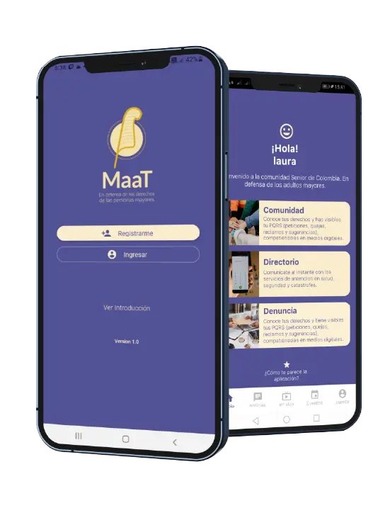 puede ser una imagen de dos celulares mostrando la aplicación de maatsenior